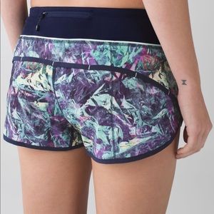 One pair of navy patterned Lululemon shorts